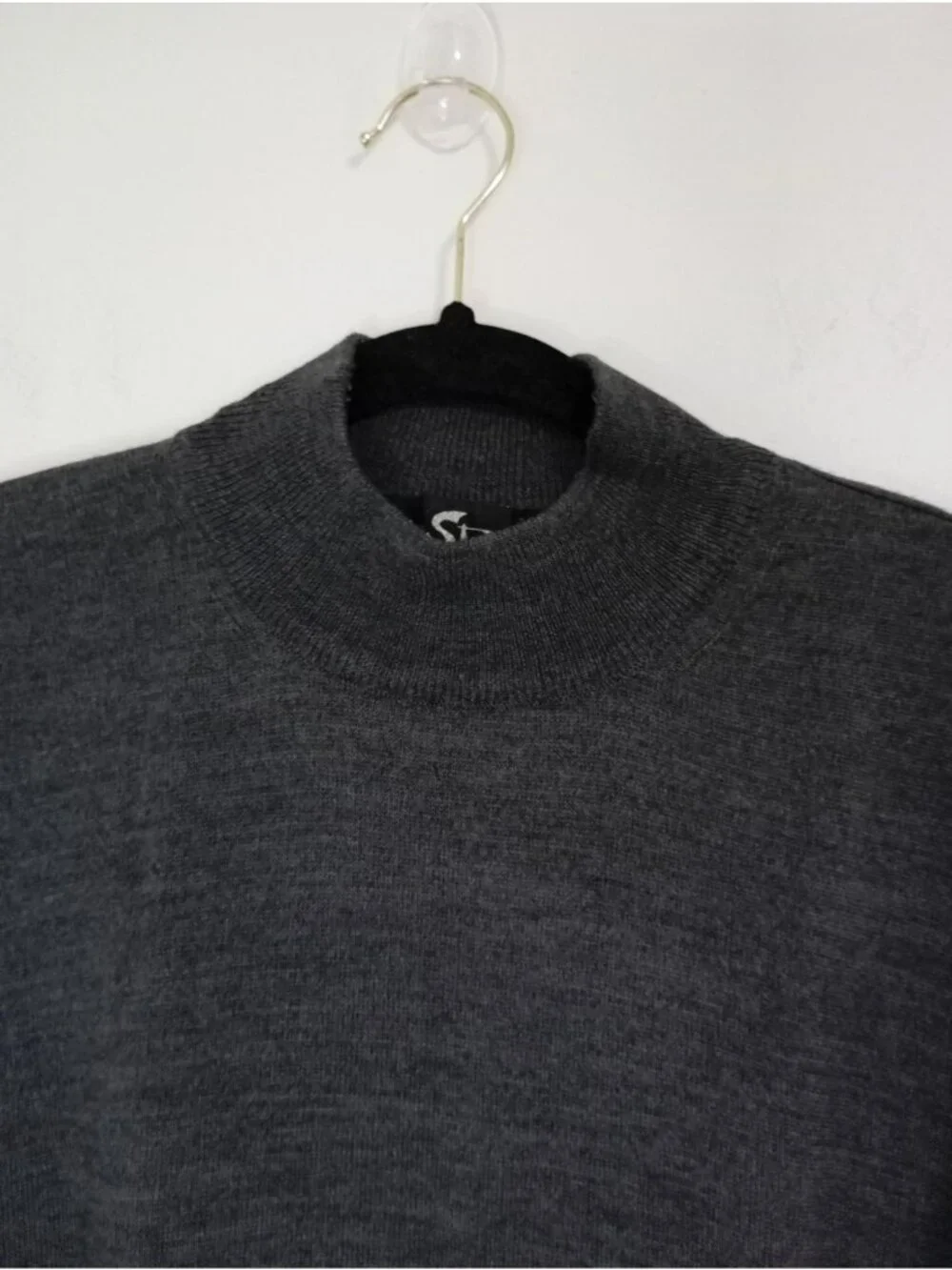 Alan Stuart Italy Mock Neck Merino Wool Blend Sweater Size M Dark Gray Mens